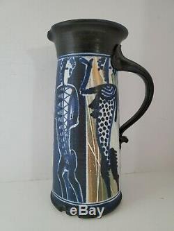 Vtg Mid Century Modern Studio Art Pottery Pitcher Signed & Stamped Stuart