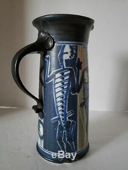 Vtg Mid Century Modern Studio Art Pottery Pitcher Signed & Stamped Stuart