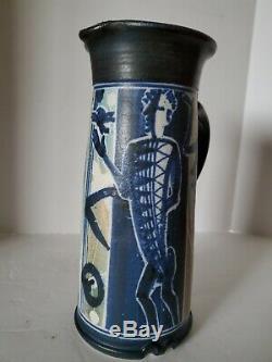 Vtg Mid Century Modern Studio Art Pottery Pitcher Signed & Stamped Stuart