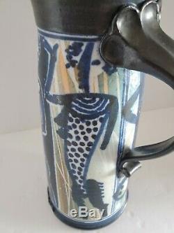 Vtg Mid Century Modern Studio Art Pottery Pitcher Signed & Stamped Stuart