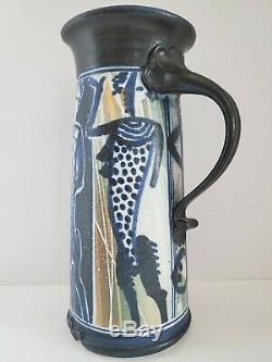 Vtg Mid Century Modern Studio Art Pottery Pitcher Signed & Stamped Stuart