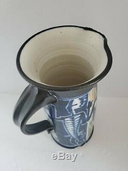 Vtg Mid Century Modern Studio Art Pottery Pitcher Signed & Stamped Stuart