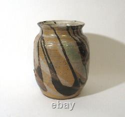 Vtg Mid Century Modern Studio Art Pottery Pot Vase Abstract Patt Signed Dennison