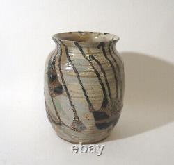 Vtg Mid Century Modern Studio Art Pottery Pot Vase Abstract Patt Signed Dennison