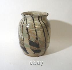Vtg Mid Century Modern Studio Art Pottery Pot Vase Abstract Patt Signed Dennison