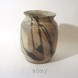 Vtg Mid Century Modern Studio Art Pottery Pot Vase Abstract Patt Signed Dennison