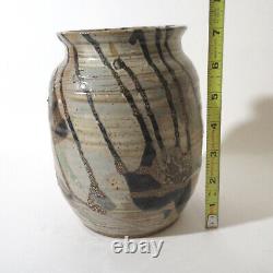 Vtg Mid Century Modern Studio Art Pottery Pot Vase Abstract Patt Signed Dennison