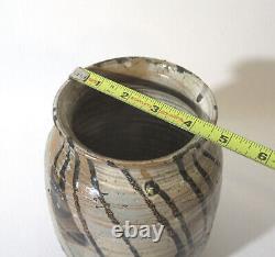 Vtg Mid Century Modern Studio Art Pottery Pot Vase Abstract Patt Signed Dennison