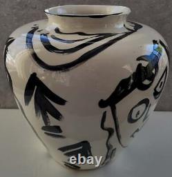 Vtg Mid Century Post Modern Studio Art Pottery Abstract Face Vase Picasso Style