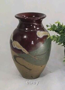 Vtg Mitchell Grafton RTP Studio Pottery Vase Earth Tones Hand Thrown Signed 2003
