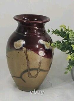 Vtg Mitchell Grafton RTP Studio Pottery Vase Earth Tones Hand Thrown Signed 2003