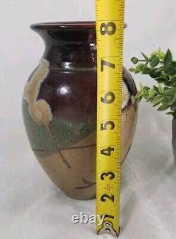 Vtg Mitchell Grafton RTP Studio Pottery Vase Earth Tones Hand Thrown Signed 2003