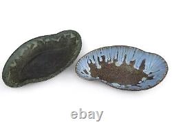 Vtg Modernist Studio Art Pottery Abstract Bowls MCM Ceramic Amoeba Atomic Signed