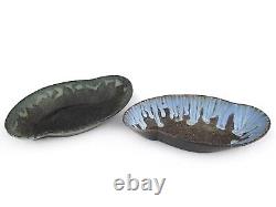 Vtg Modernist Studio Art Pottery Abstract Bowls MCM Ceramic Amoeba Atomic Signed