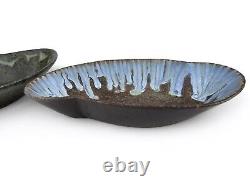 Vtg Modernist Studio Art Pottery Abstract Bowls MCM Ceramic Amoeba Atomic Signed