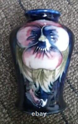 Vtg Moorcroft Art Pottery Potter to the Queen 3.5 Pansy Baluster Vase Cobalt