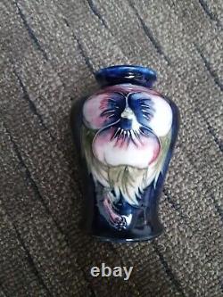 Vtg Moorcroft Art Pottery Potter to the Queen 3.5 Pansy Baluster Vase Cobalt