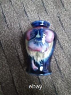 Vtg Moorcroft Art Pottery Potter to the Queen 3.5 Pansy Baluster Vase Cobalt