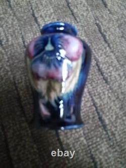 Vtg Moorcroft Art Pottery Potter to the Queen 3.5 Pansy Baluster Vase Cobalt