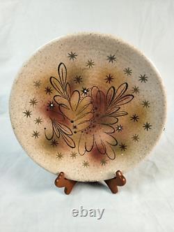 Vtg Myrton Purkiss Ceramic Plate Studio Pottery Stars & Leafy Flourishes Signed