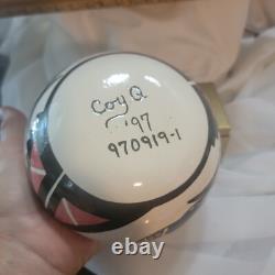 Vtg Native Style Pottery Pot Signed by Coy Quackenbush NC Artist Hand Painted