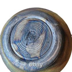 Vtg Raku Studio Iridescent Art Pottery Vase Vessel Signed Stunning Color