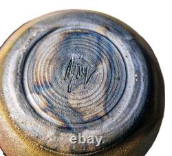 Vtg Raku Studio Iridescent Art Pottery Vase Vessel Signed Stunning Color