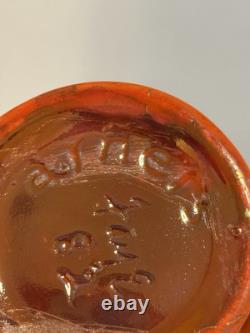Vtg Rare Mid-Century Arners Gold Veins, Orange Lidded Vase Ceramic Pottery