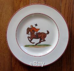 Vtg Rare PICKARD China for Crest Studio Set of 6 Plates Jockey Horse Equestrian