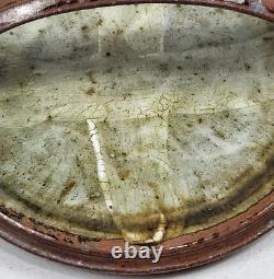 Vtg Rare Studio Art Pottery Plate Tray Handle 7 Stoneware Collector Signed USA