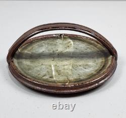 Vtg Rare Studio Art Pottery Plate Tray Handle 7 Stoneware Collector Signed USA