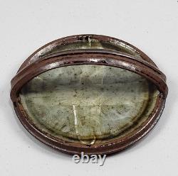 Vtg Rare Studio Art Pottery Plate Tray Handle 7 Stoneware Collector Signed USA