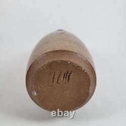 Vtg Richard Dick Lien Studio Pottery Vase Blue Glazed Neck Dual Handles 14