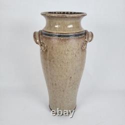 Vtg Richard Dick Lien Studio Pottery Vase Dual Handles Drip Glaze Signed 11.5