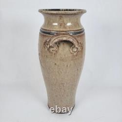Vtg Richard Dick Lien Studio Pottery Vase Dual Handles Drip Glaze Signed 11.5