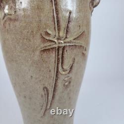 Vtg Richard Dick Lien Studio Pottery Vase Dual Handles Drip Glaze Signed 11.5