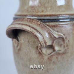 Vtg Richard Dick Lien Studio Pottery Vase Dual Handles Drip Glaze Signed 11.5