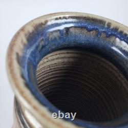Vtg Richard Dick Lien Studio Pottery Vase Dual Handles Drip Glaze Signed 11.5