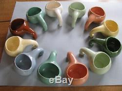 Vtg Sasha Studios Hollywood Large Covered Soup Tureen + 12 Dinosaur Gourd Cups