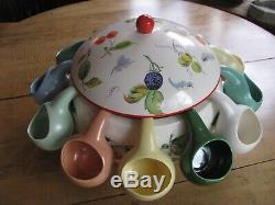 Vtg Sasha Studios Hollywood Large Covered Soup Tureen + 12 Dinosaur Gourd Cups