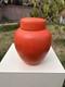 Vtg Signed Dalfmann Ginger Jar/TeaCaddy Matte Orange Stoneware Studio Pottery