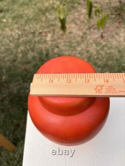 Vtg Signed Dalfmann Ginger Jar/TeaCaddy Matte Orange Stoneware Studio Pottery