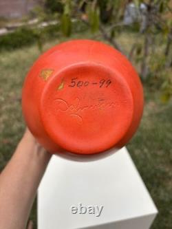 Vtg Signed Dalfmann Ginger Jar/TeaCaddy Matte Orange Stoneware Studio Pottery