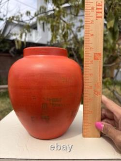 Vtg Signed Dalfmann Ginger Jar/TeaCaddy Matte Orange Stoneware Studio Pottery