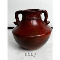 Vtg Signed Rose Williams Navajo Dine Pinon Pitch Pottery Vase Native American