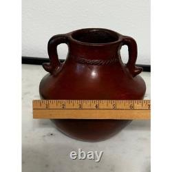 Vtg Signed Rose Williams Navajo Dine Pinon Pitch Pottery Vase Native American