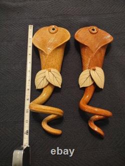 Vtg. Signed Studio Pottery Boys Calla Lily Pair (2) wall pockets Vase-Stunning