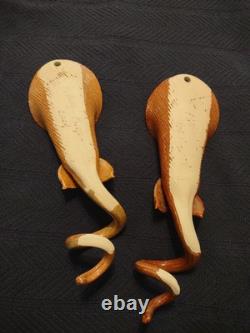 Vtg. Signed Studio Pottery Boys Calla Lily Pair (2) wall pockets Vase-Stunning