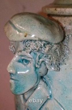 Vtg Sligo Urn Vase Jar Ireland Figural Studio Pottery Vase Signed Sligo Man