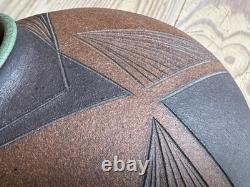 Vtg Steve Dominguez California Studio Pottery Incised Vase Pot Stoneware Pot
